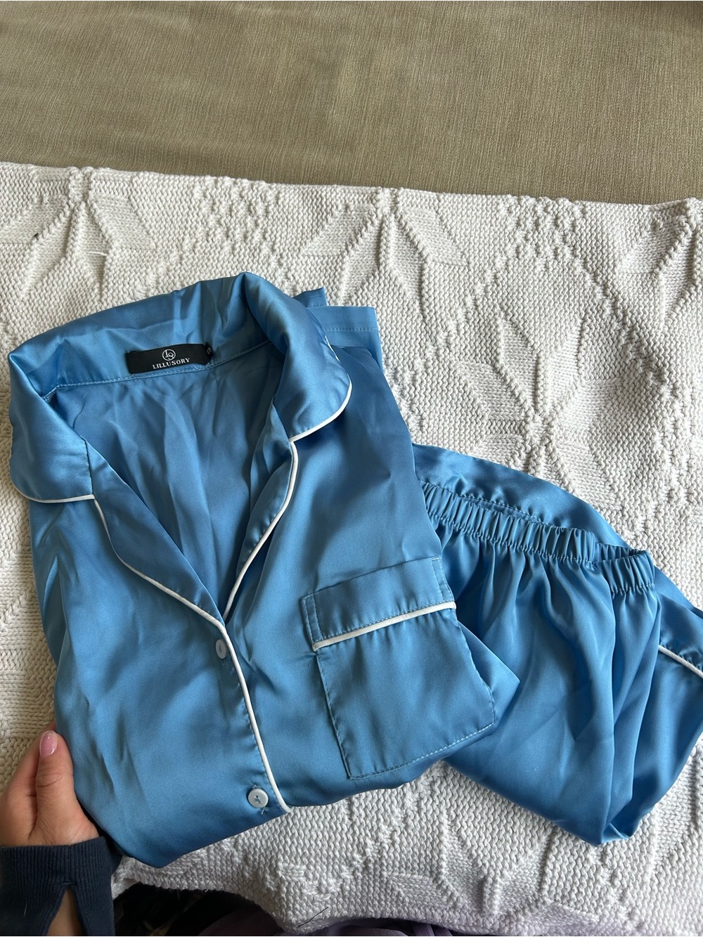 Blue Satin Short Pajama Set